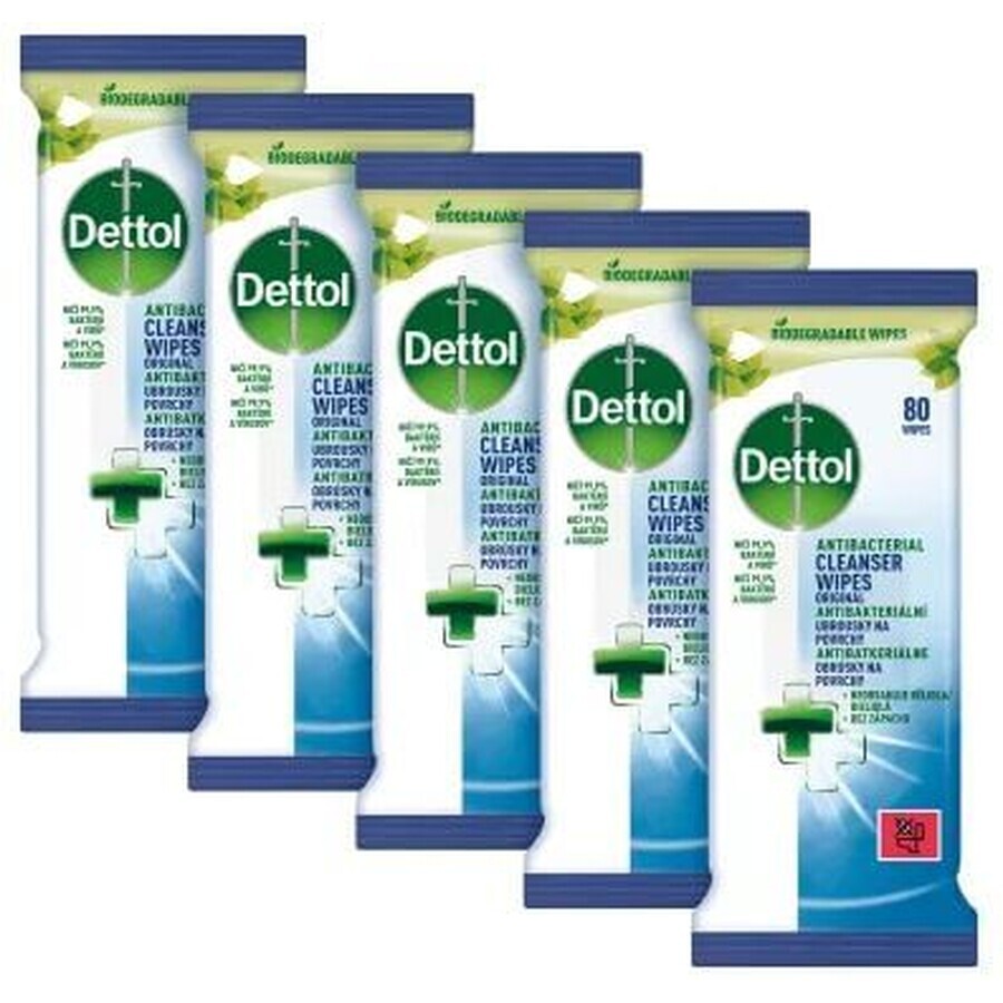 Dettol Șervețele de suprafață 5 x 80 buc