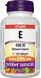 Webber Naturals Vitamin E 400 IU nat&#252;rliche Quelle BONUS 120 Kapseln