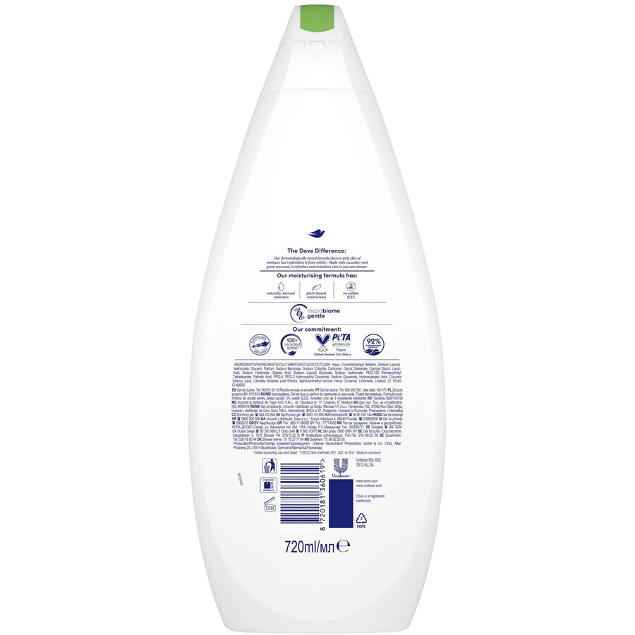 Dove Gel de duș răcoritor cu castravete 250 ml