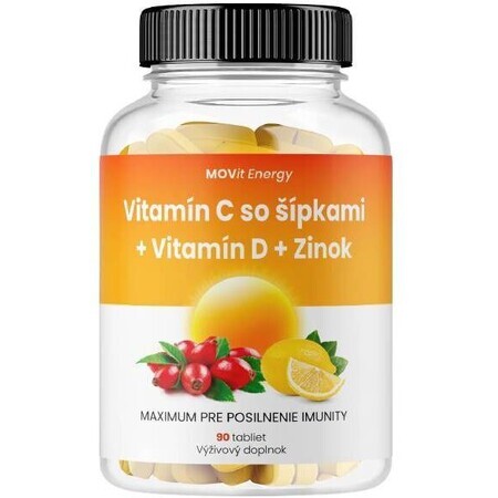 Movit Energy MOVit Vitamin C 1200 mg mit Hagebutten + Vitamin D + Zink Premium 90 Tabletten