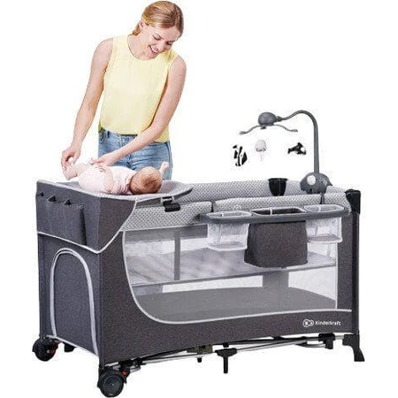 Kinderkraft Leody travel cot with accessories Leody Grey