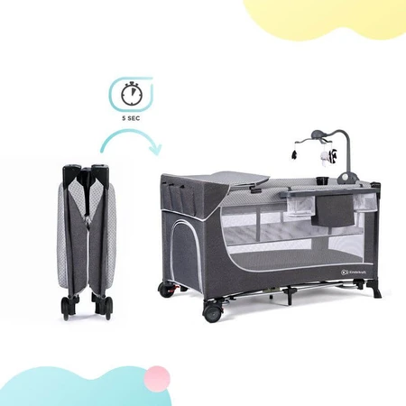 Kinderkraft Leody travel cot with accessories Leody Grey