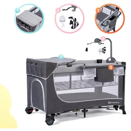 Kinderkraft Leody travel cot with accessories Leody Grey
