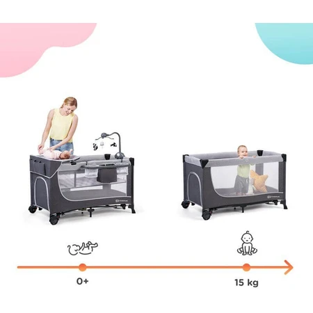 Kinderkraft Leody travel cot with accessories Leody Grey