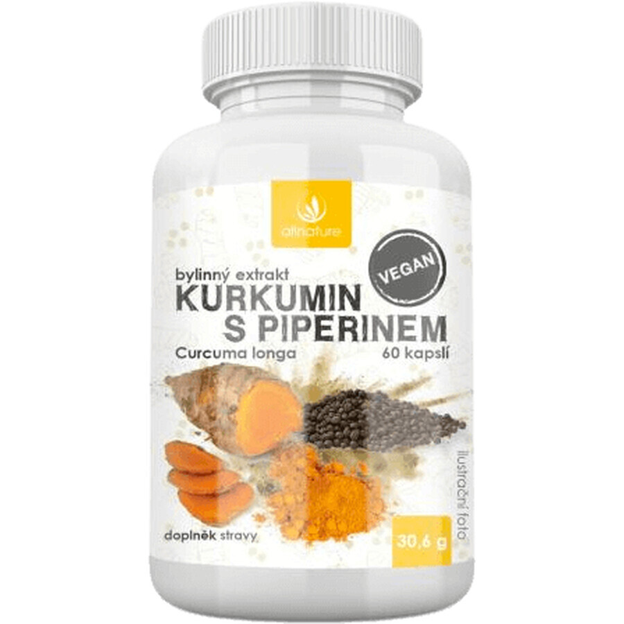 Allnature Curcumine met piperine kruidenextract 60 capsules