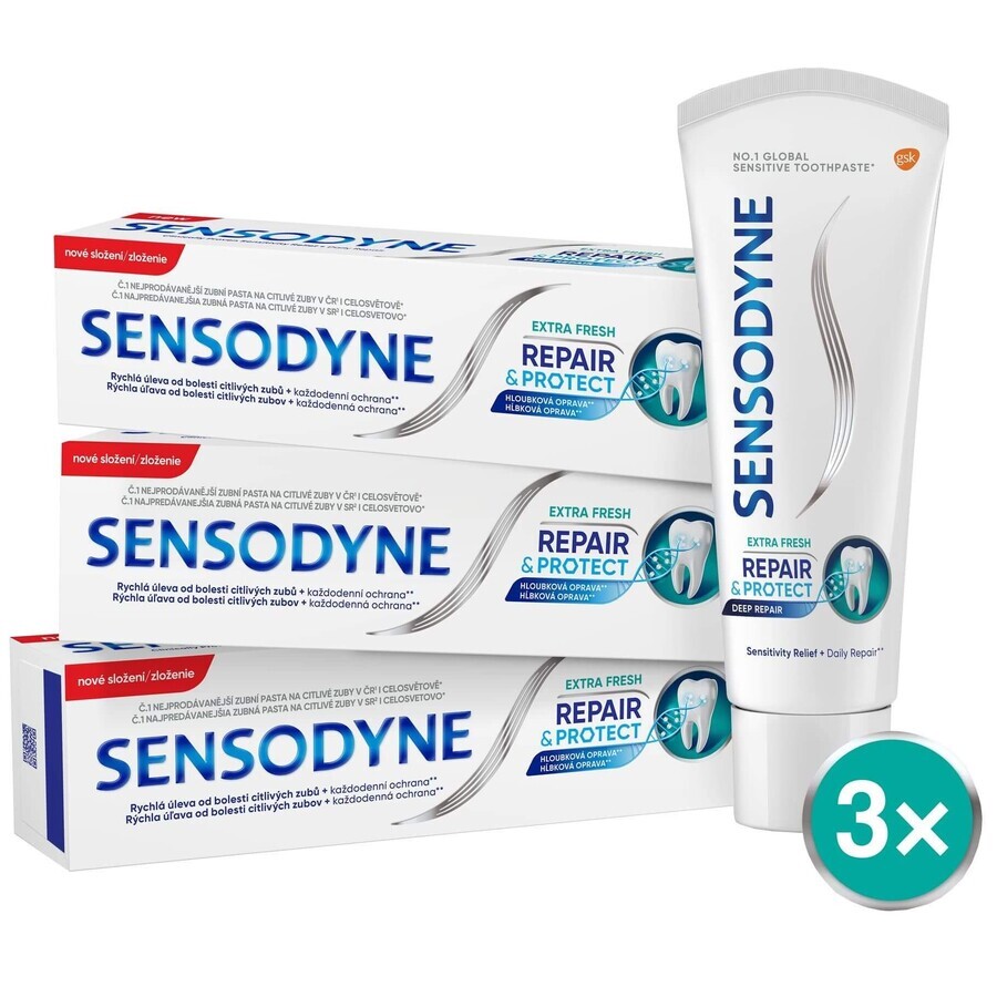 Sensodyne Repair & Protect extra frische Zahnpasta 3 x 75 ml