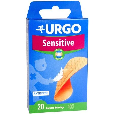 Urgo Sensitive Stretch Antiseptisches Dehnungspflaster, empfindliche Haut, 3 Größen, 20 Stück