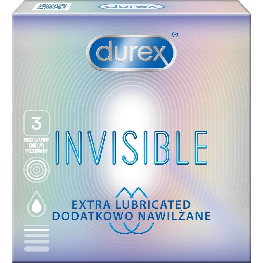 Durex Invisible Extra Gleitgel Kondome Invisible Extra 3 Stück