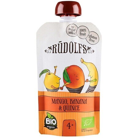 Rudolfs Organic Fruit sin gluten Mango, plátano y membrillo 110 g