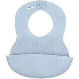 BabyOno Weiches Kunststofflätzchen mit BPA-freier Tasche blau 6m+