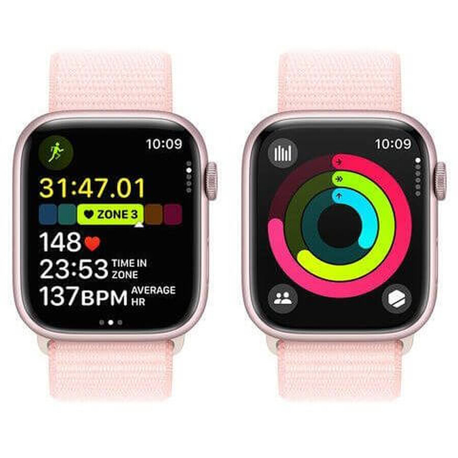 Apple Watch Series 9 GPS 45mm Aluminiumgehäuse mit Sportarmband, rosa