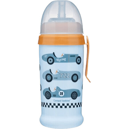 Canpol Baby Sportflasche mit Silikonstrohhalm Cars hellblau 350 ml 350 ml