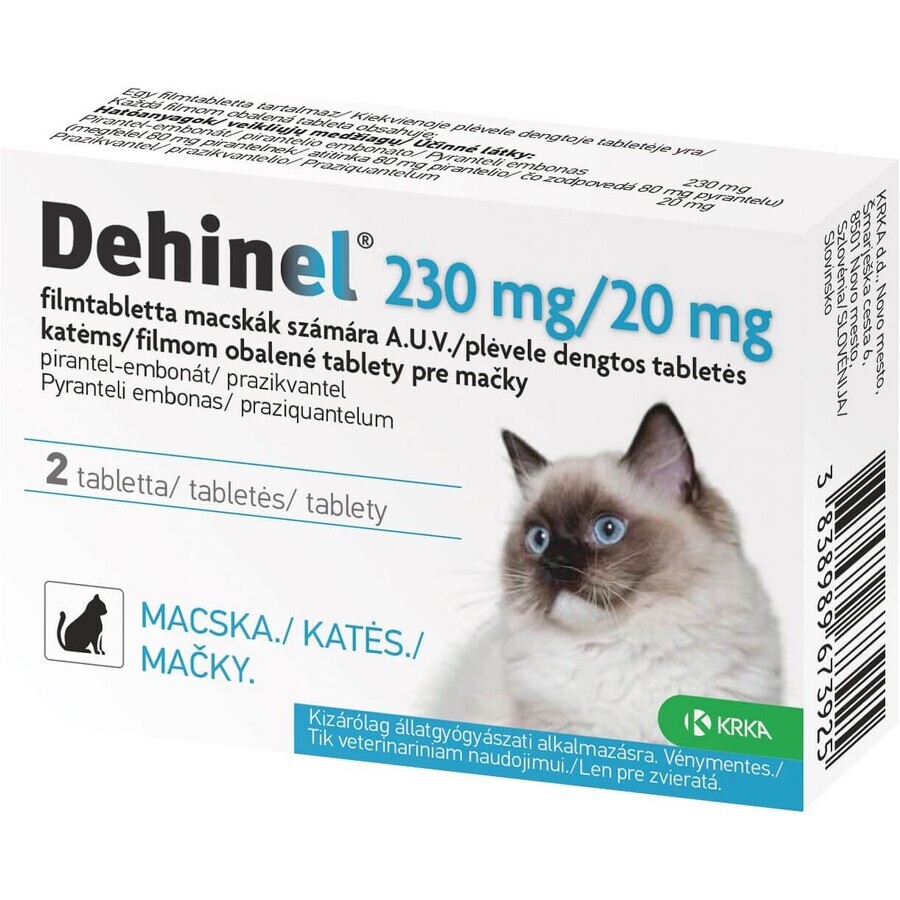 Dehinel 230 mg/20 mg pour chats comprimés 2 comprimés