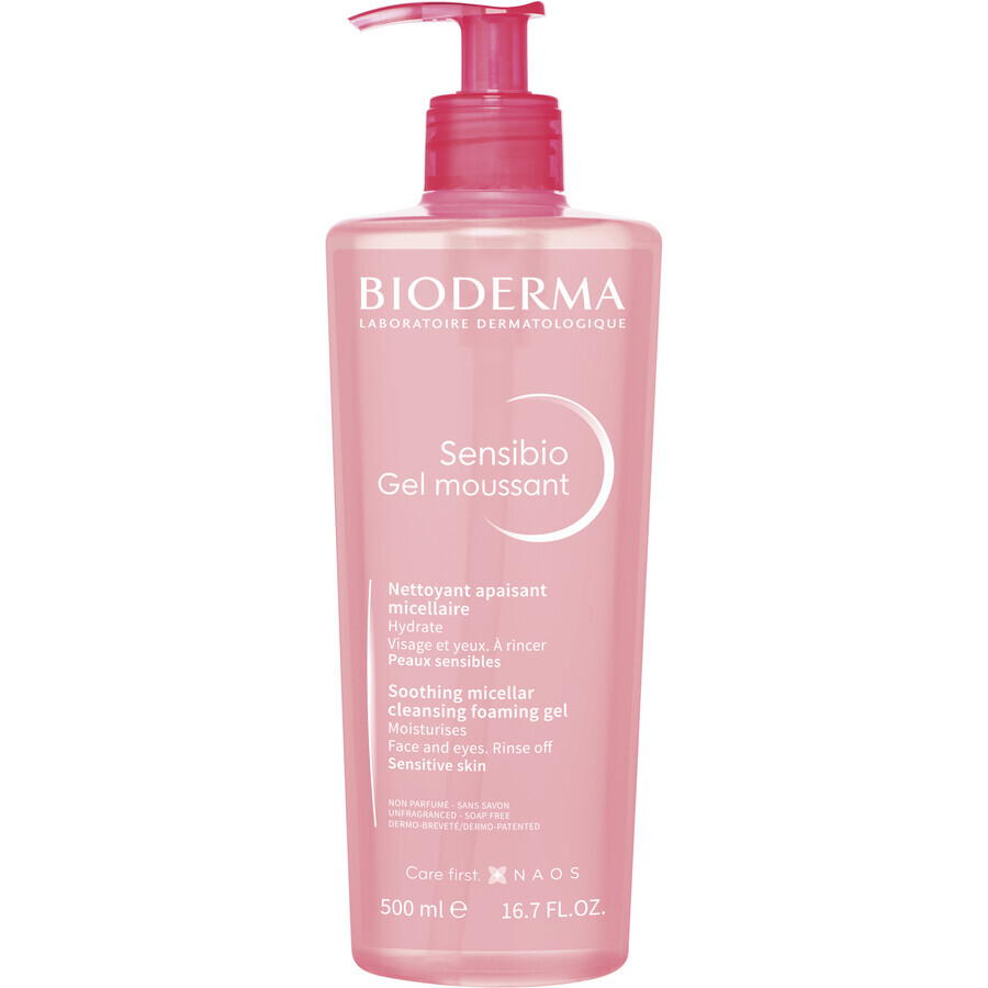 Bioderma Sensibio Sanftes und beruhigendes schäumendes Reinigungsgel für empfindliche Haut 500 ml