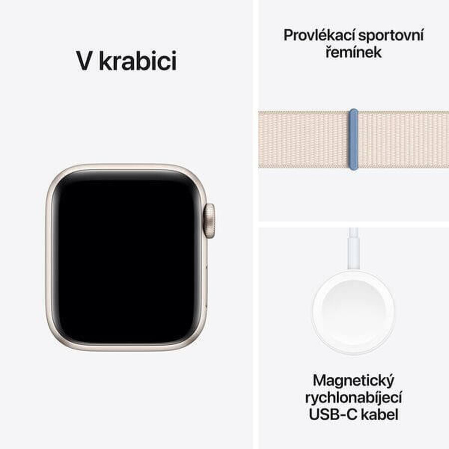 Apple Watch SE GPS 44mm Aluminiumgehäuse mit Sportschlaufe, Starlight