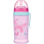 Canpol baby's morsvrije sportfles met siliconen rietje Butterfly Pink 350 ml