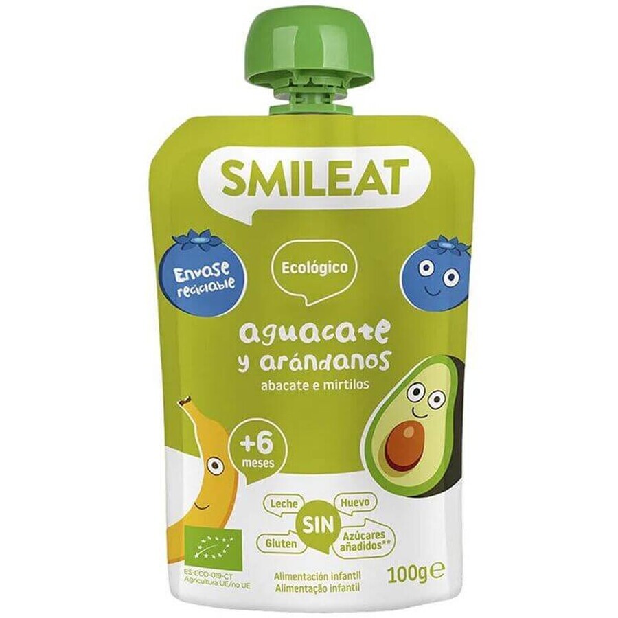 Smileat Bio Apfel, Banane, Avocado und Blaubeere Beutel 6M+ 100 g