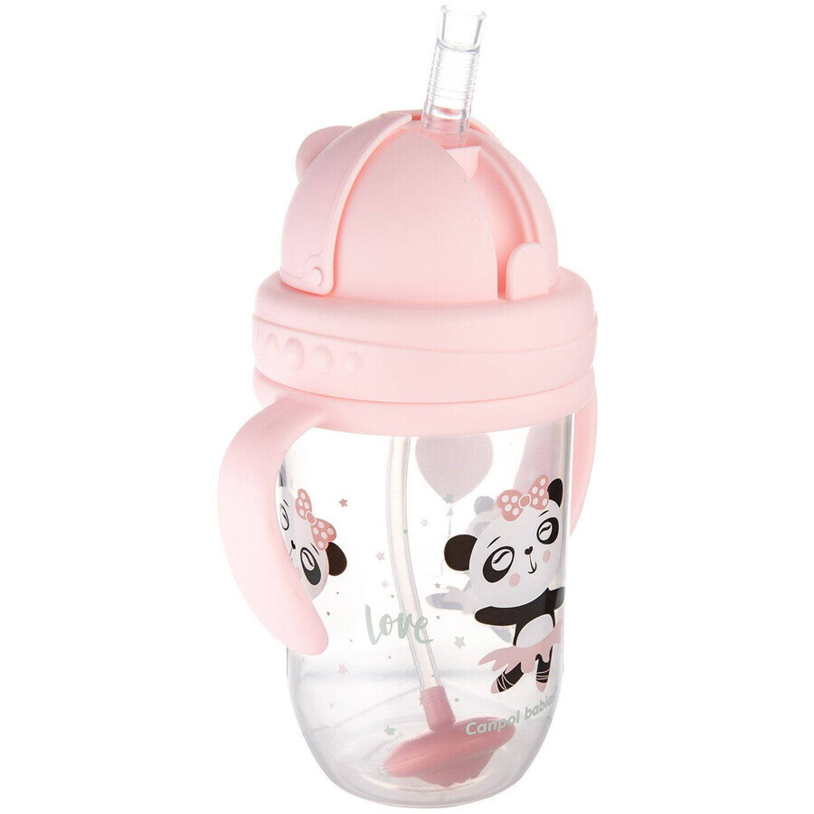 Canpol Baby's No-flow rietjesbeker met gewicht 6m+ Exotische dieren roze 270 ml