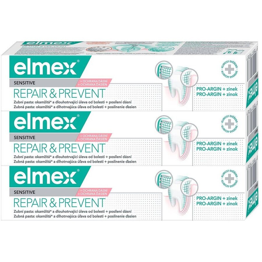 Elmex Sensitive Pasta dentífrica profesional reparadora y preventiva 3 x 75 ml