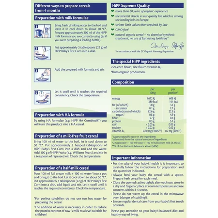 HiPP BIO La primera papilla de avena 100% maíz 100% sin leche 200 g