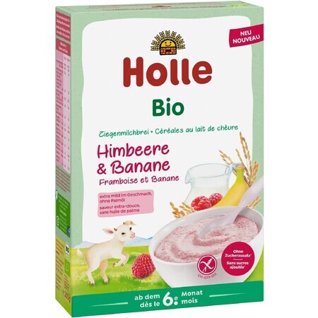 Holle organic oat porridge with goat's milk, raspberries and banana 200 g