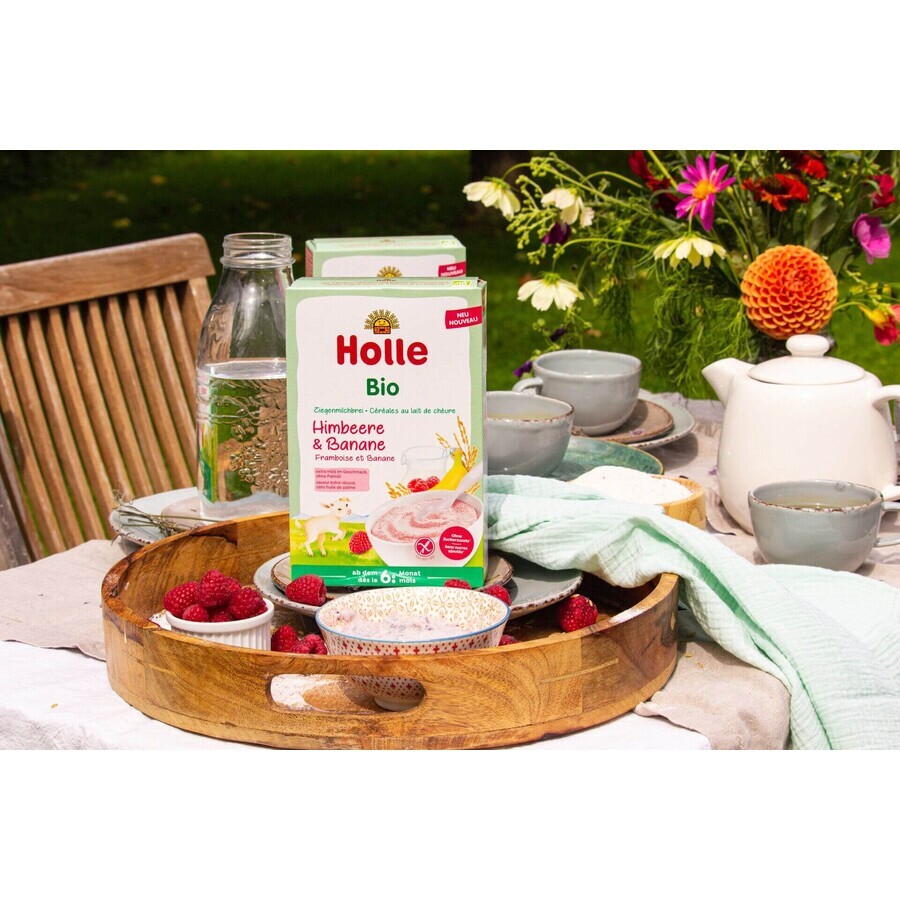 Holle organic oat porridge with goat's milk, raspberries and banana 200 g