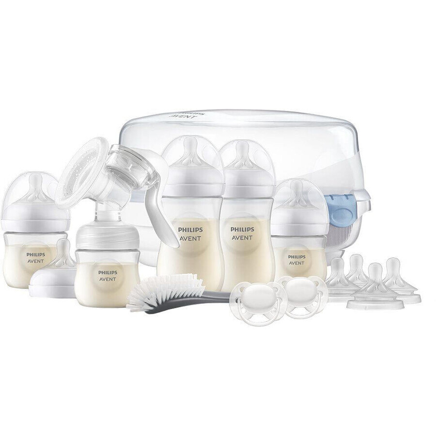 Philips Avent Natural Response breastfeeding set with manual breast pump and MW sterilizer