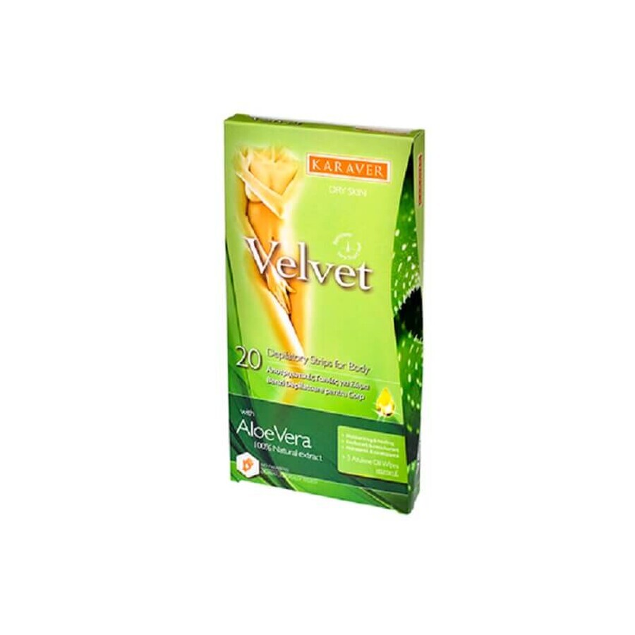 Samtige Aloe Vera Body Waxing Strips, 20 Stück, Karaver