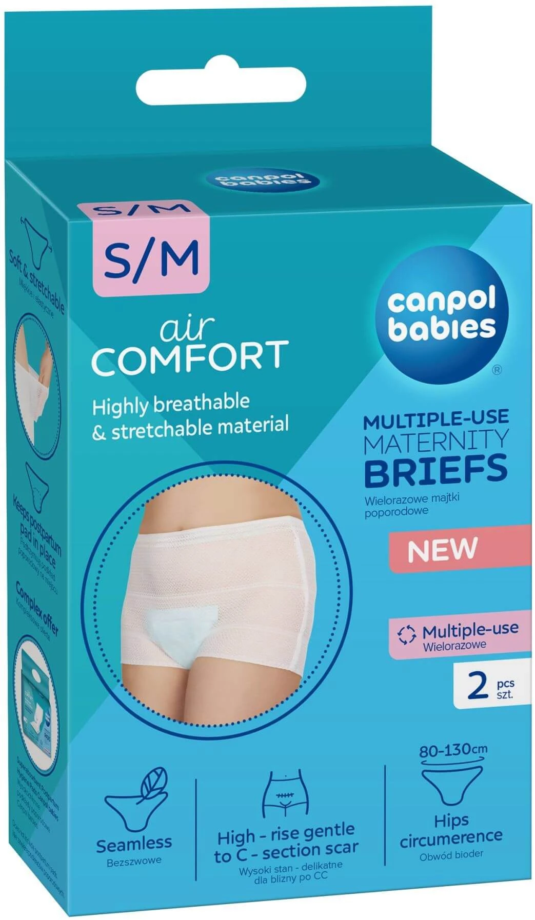 Canpol S/M - Elastische Umstandsslips für Kinder nach der Geburt, 2 Stück