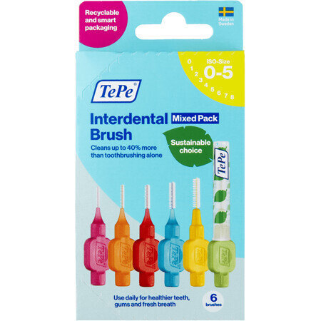 TePe interdental toothbrushes size 0-5 Mix Pack, paper box 6 pcs