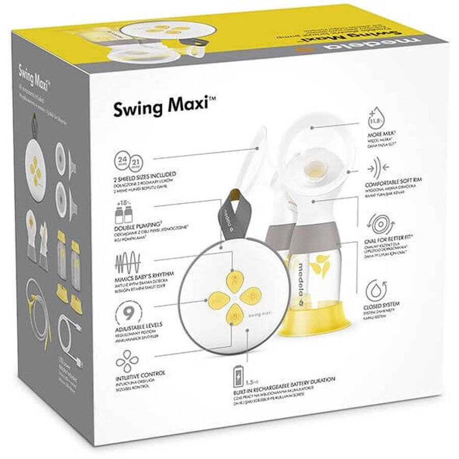 Extractor de leche eléctrico Medela Double Swing Maxi™.