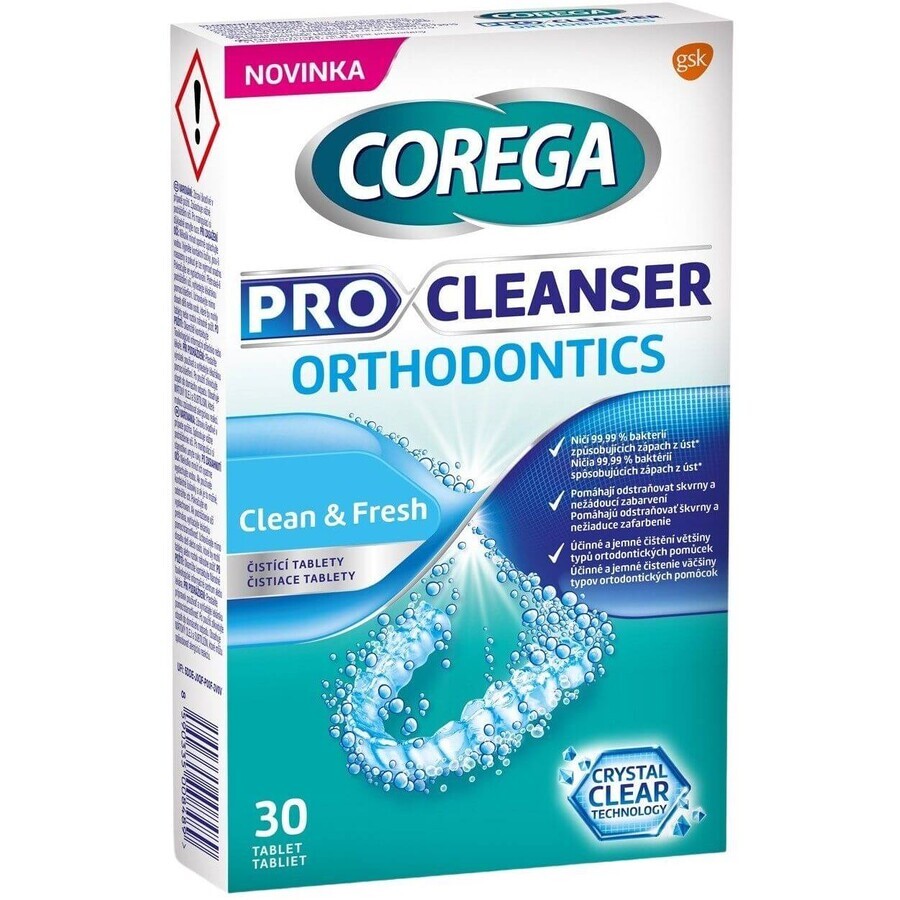 Corega Pro Cleanser Ortodonție comprimate de curățare ortodontică 30 comprimate