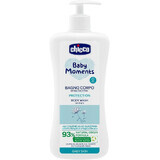 Chicco Baby Protective Moments Körpershampoo mit Spender, 93% natürliche Inhaltsstoffe 750 ml