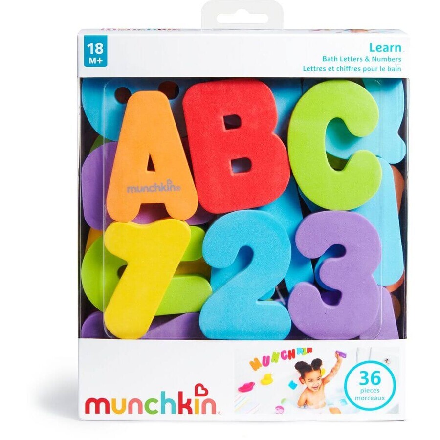 Lettere e numeri del bagno Munchkin 36 pezzi