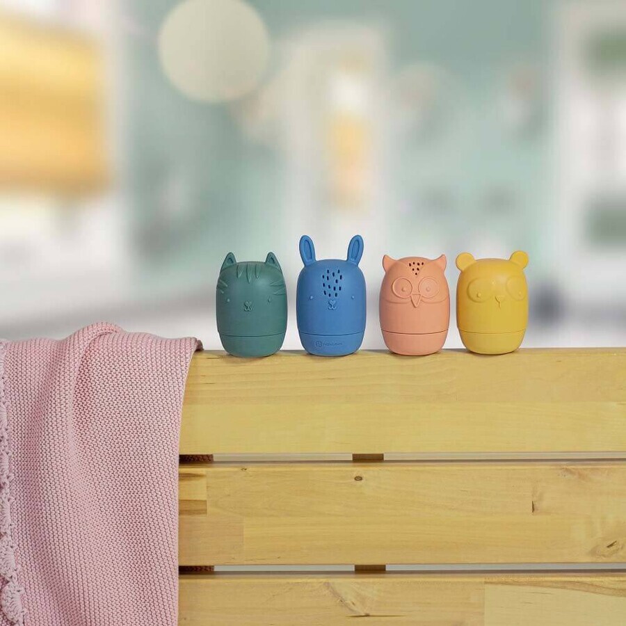 Petite&Mars Juguetes de silicona para el baño AMIGOS 6m+ 4 piezas