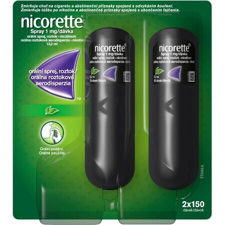 Nicorette ® Spray 1 mg/dose, aerosolized oral solution 2 x 150 pcs