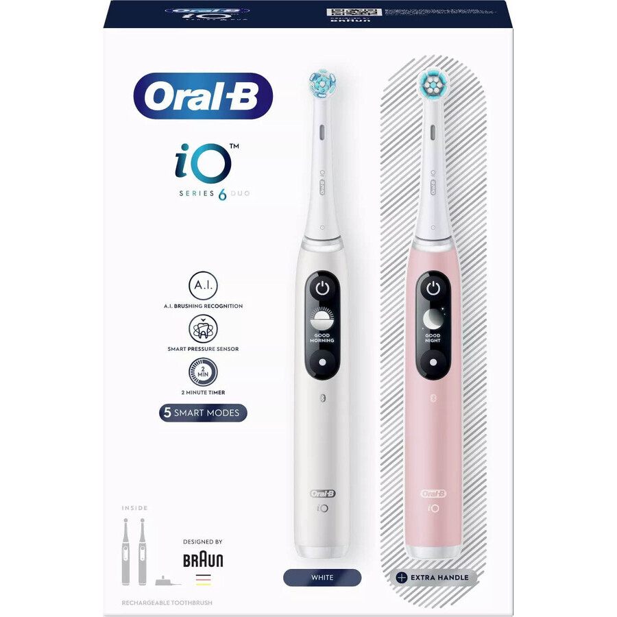 Brosse à dents électrique Oral-B iO Series 6 Duo Blanc&Rose