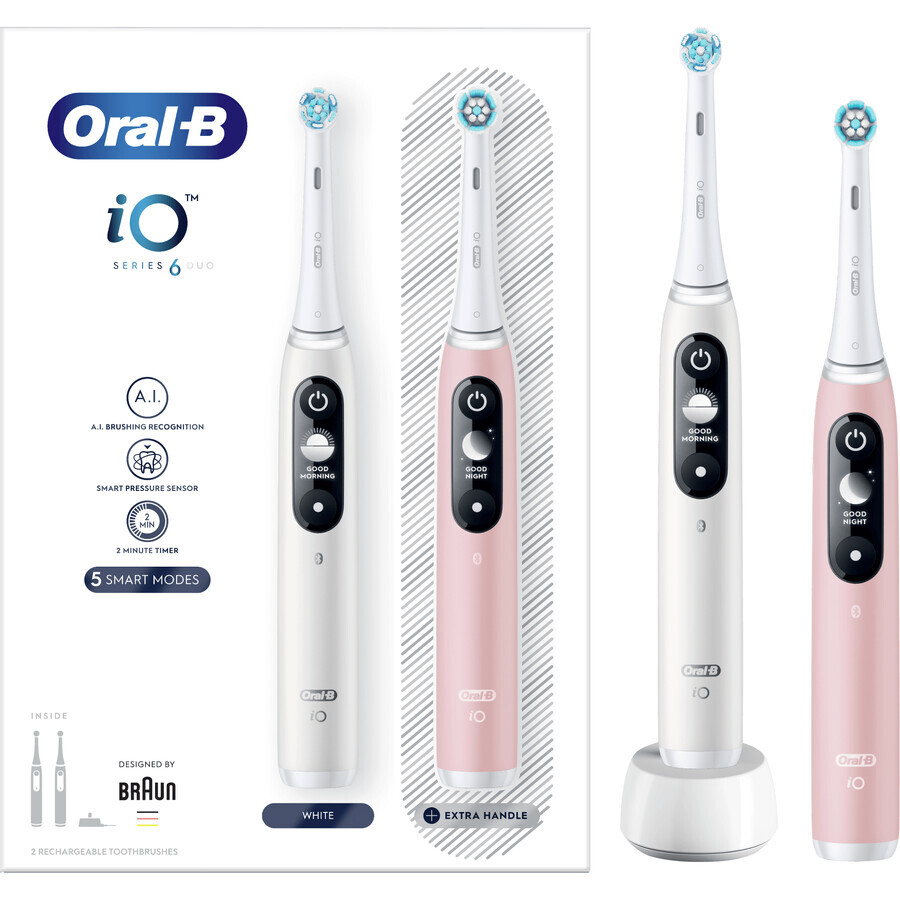 Brosse à dents électrique Oral-B iO Series 6 Duo Blanc&Rose