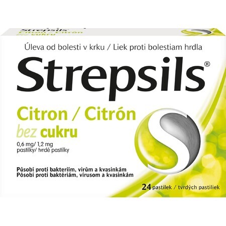 Strepsils zuckerfreie Lutschtabletten Zitrone 24 Lutschtabletten