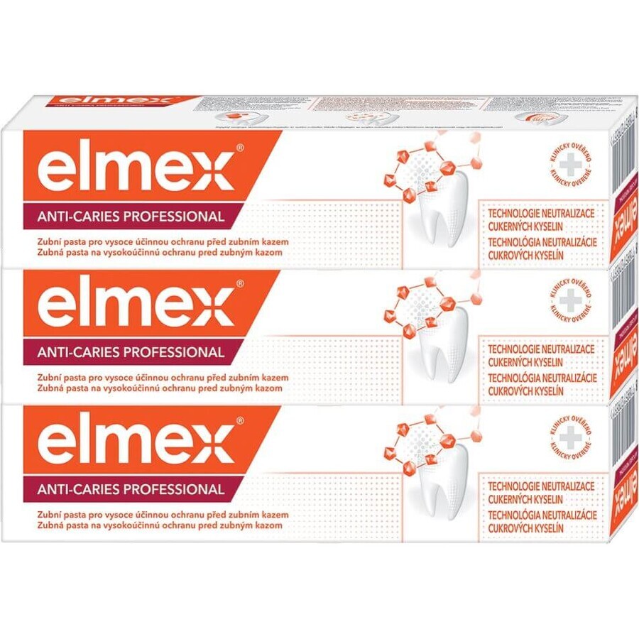 Elmex Protección Anticaries Dentífrico Profesional 3 x 75 ml