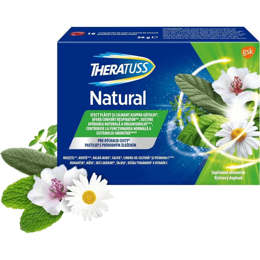 TheraTuss Natural Lozenges for sore throat 16 tablets