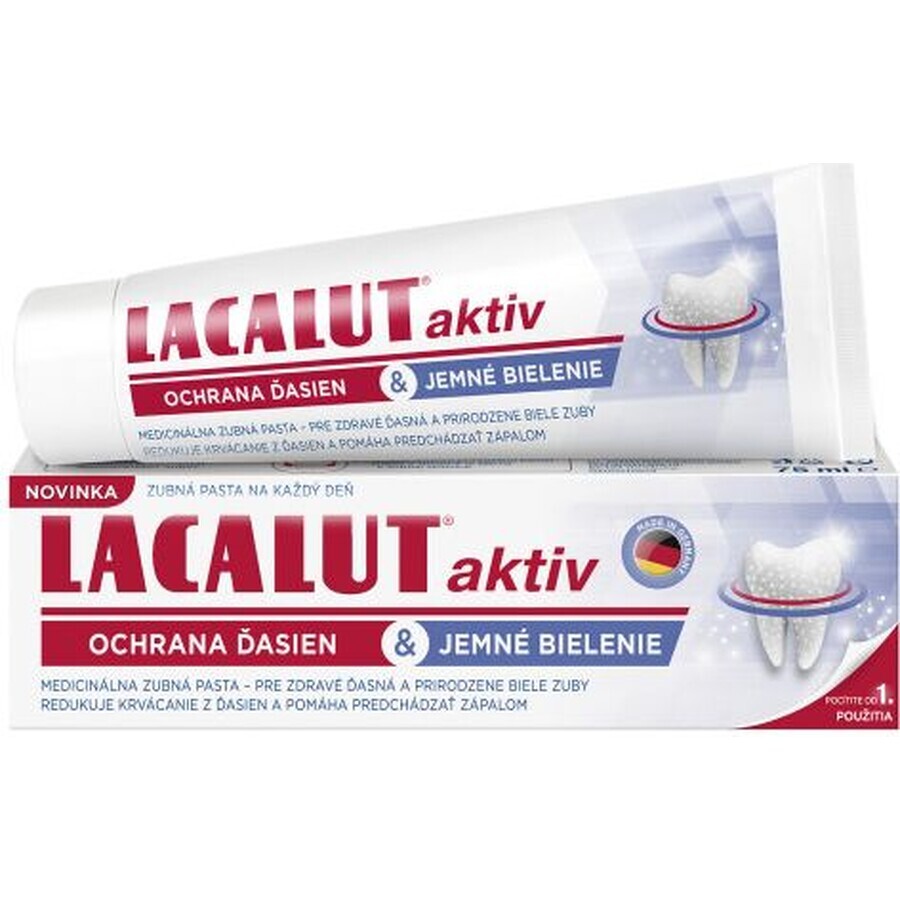 Lacalut aktiv Tandpasta voor bescherming van het tandvlees en milde whitening 75 ml