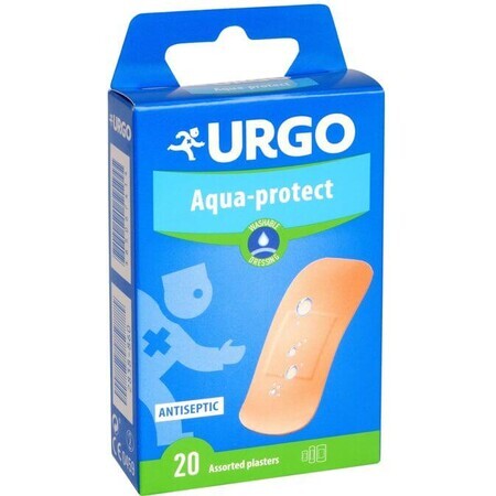 Urgo Aqua-protect Plasture antiseptic, lavabil, 3 dimensiuni 20 buc