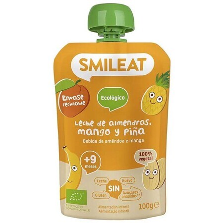 Smileat Bio Mandel-, Apfel-, Ananas-, Mango- und Bananenmilch im Beutel 9M+ 100 g