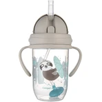 Canpol baby Nicht fließender Strohhalmbecher 6m+ Exotische Tiere grau 270 ml
