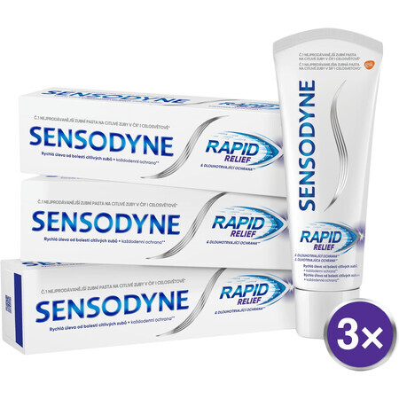 Sensodyne Zahnpasta für empfindliche Zähne Rapid 3 x 75 ml