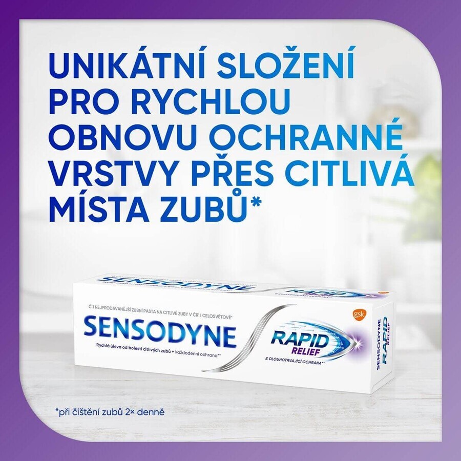 Sensodyne Zahnpasta für empfindliche Zähne Rapid 3 x 75 ml