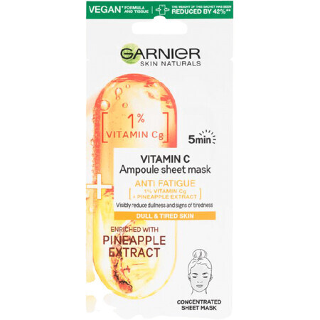 Garnier Skin Naturals Resistance Vials in textile mask with vitamin C and pineapple extract 15 g