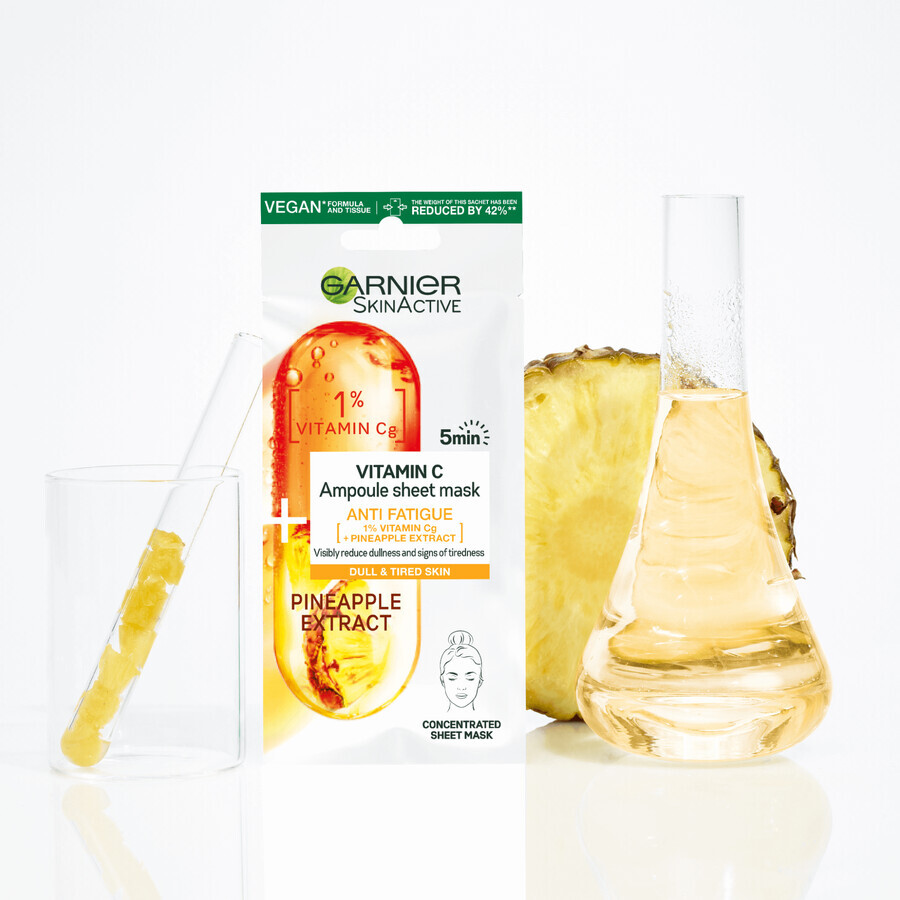 Garnier Skin Naturals Resistance Vials in textile mask with vitamin C and pineapple extract 15 g