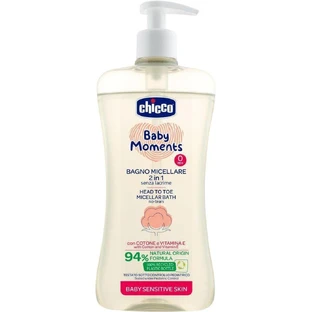 Chicco Șampon micelar pentru păr și corp cu dozator Baby Moments Sensitive 94% ingrediente naturale 500 ml